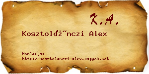 Kosztolánczi Alex névjegykártya