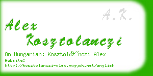 alex kosztolanczi business card
